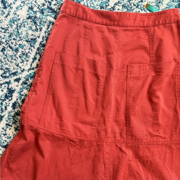Tibi Harrison Chino Patch Pocket Skirt Dusty Red orange rust pumpkin size 8 - Picture 5 of 9